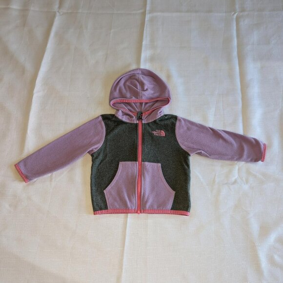 The North Face Girls Fleece Full Zipp Jacket‎ In Purple Gray Pink - Picture 1 of 9